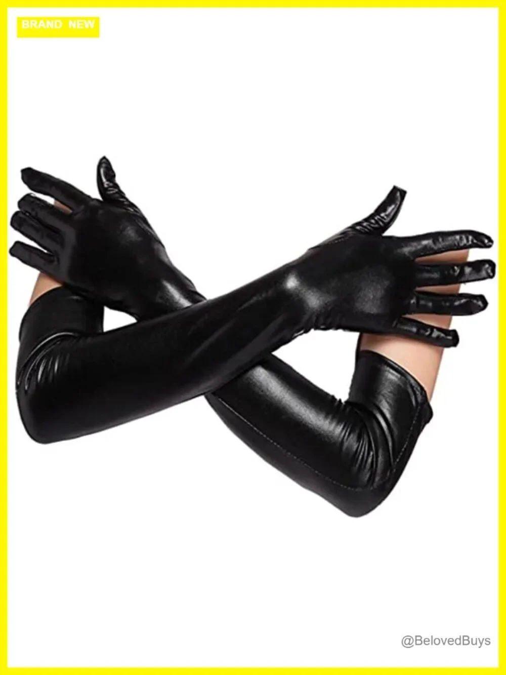 Women's Faux Leather Sexy Long Gloves Elbow Length Latex Look Costume Gloves